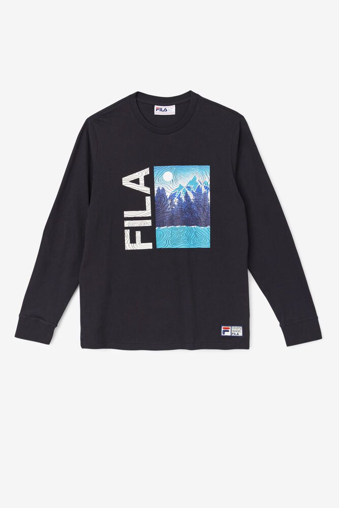 Fila Yenisei Long Sleeve T-Shirt Black - Mens - 94168UFNL